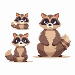 Dynamic raccoon illustrations in various stances, perfect for web design.