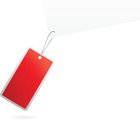 Red tag on string. Vector art.
