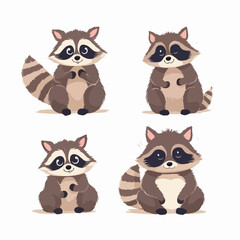 Creative raccoon illustrations showcasing their distinctive features.