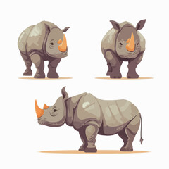 Striking rhino illustrations in different poses, ideal for nature-inspired artwork.