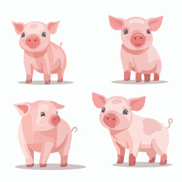 Cute and cuddly pig illustrations, ideal for social media graphics.