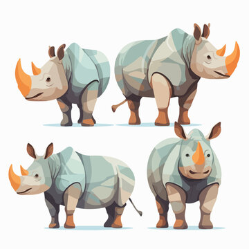 Vector rhino illustrations capturing their strength and rugged beauty.