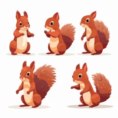 Fotobehang Intriguing squirrel illustrations in vector format, suitable for prints. © Llama-World-studio