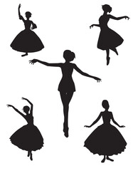 dance silhouettes vector illustration black and white color