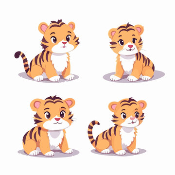 Striking tiger illustrations in various poses, perfect for wildlife-themed designs.