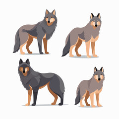 Noble wolf illustrations in different stances, perfect for wildlife-related projects.