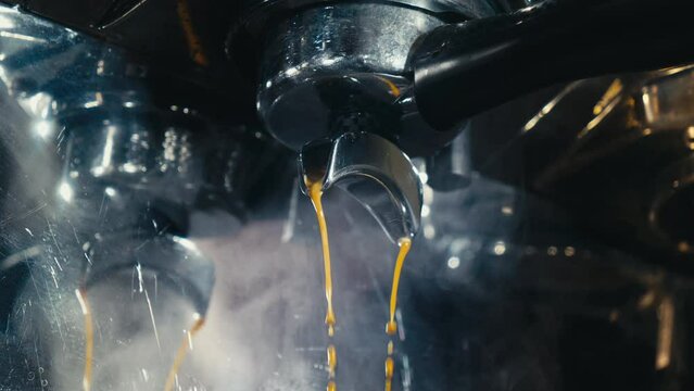 Espresso brewing in slow motion