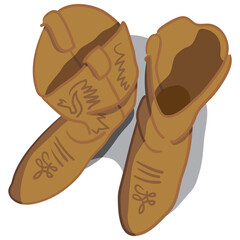 Vector illustration of cowboy boots looking top down
