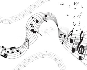 Vector musical notes staff background for design use