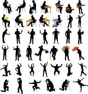 set of people silhouettes - vector