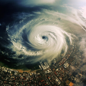 Aerial view of an anticyclone or storm. Generative AI.