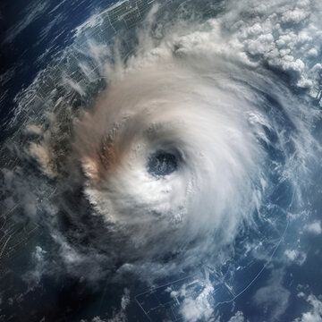 Aerial view of an anticyclone or storm. Generative AI.