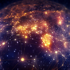 Global network concept illustration. Worldwide network. Generative AI.