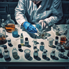 Scientist working in a laboratory. Generative AI.