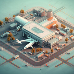 Illustration of an airport. Generative AI.
