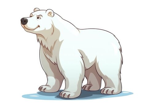 Polar bear in Cartoon Style on white background - generative AI