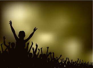 Fototapeta premium Editable vector silhouette of a crowd with each person as a separate object