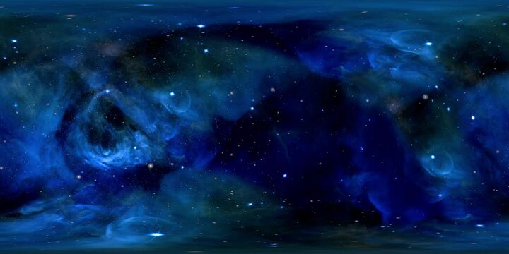 360 VR Space 3016: Virtual reality video flying through star fields in space (Loop).