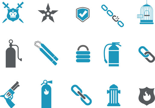 Vector icons pack - Blue Series, protection collection
