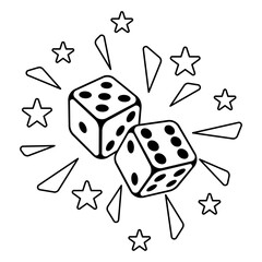 Playing dice illustration. Game craps image. Casino and betting background.