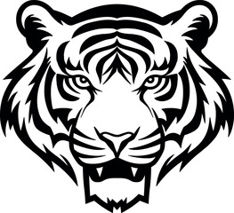 Black and White Tiger Head