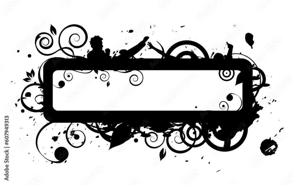 Wall mural frame silhouette, grunge