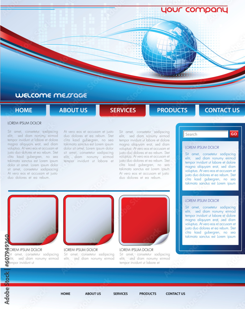 Wall mural vector web site design template with earth globe - valentine heart wrapping paper - easy to edit vec