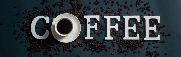 Coffee, Coffee text, coffee text isolated on black background