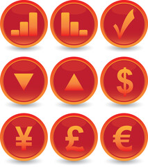 red financial web icons set