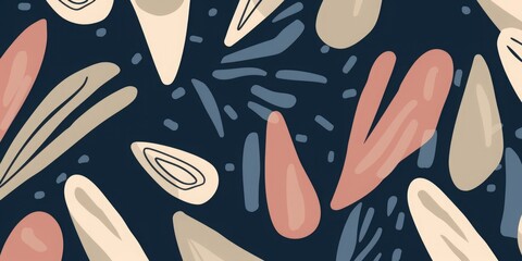 Abstract simple organic shapes pattern. Collage contemporary print. Fashionable template for design. Modern ethnic style, Generative AI