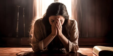 Foto op Plexiglas Women's prayers were answered in times of Christian life crisis - generative ai © Exuberation 
