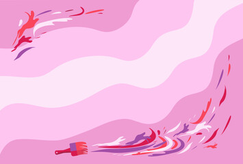 Brush and multi-colored strokes and drops of paint. Vector banner, illustration with isolated background.	