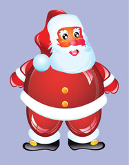 Isolated Santa Claus Cartoon Style with red glossy dress