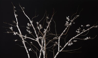  a bare tree with no leaves in the dark night time.  generative ai
