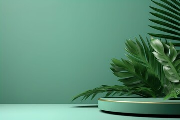 minimal cosmetic background for green product presentation