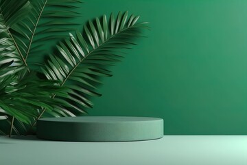 minimal cosmetic background for green product presentation