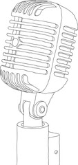 Vector hand drawn retro microphone isolated on a white background.