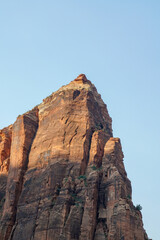 Shot of the mountain peak in Zion National Park