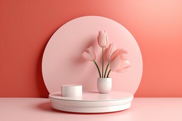 Fototapeta na wymiar minimal cosmetic background for pink product presentation