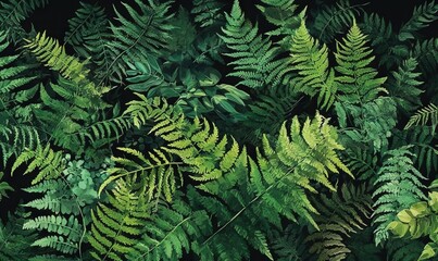  a bunch of green leaves that are on a black background.  generative ai