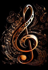 Fototapeta premium Musical note in vibrant color. Generative AI.
