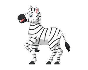 Cute cartoon zebra. Drawing african baby wild smiling character. Kind smiling jungle safari animal. Creative graphic hand drawn print. Vector eps illustration