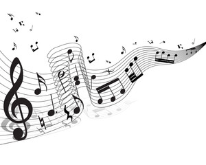 Musical notes staff theme for use in web design