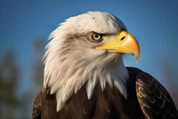 Foto op Plexiglas American bald eagle portrait. Close up view eagle head. Generated AI wild bird © SD Danver