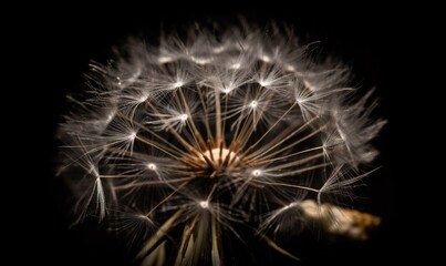  a dandelion with lots of white seeds on it.  generative ai