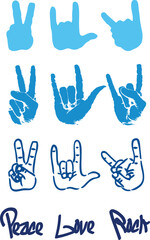 Peace hand sign logo love rock