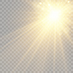Vector transparent sunlight special lens flare light effect. Bright beautiful star. Light from the rays.