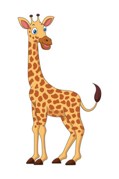 Cute cartoon giraffe. Drawing african baby wild smiling character. Kind smiling jungle safari animal. Creative graphic hand drawn print. Vector eps illustration