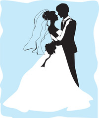 Bride and groom silhouettes