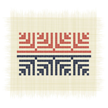 Feathers, Palestinian embroidery Tatreez symbol drawing over white background